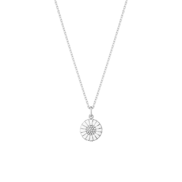 DAISY Pendentif Argent RH WHITE ENAMEL 11 MM Diamant 0.05 ct 45 cm dans le groupe Collier / Collier en diamant chez SCANDINAVIAN JEWELRY DESIGN (10010534)