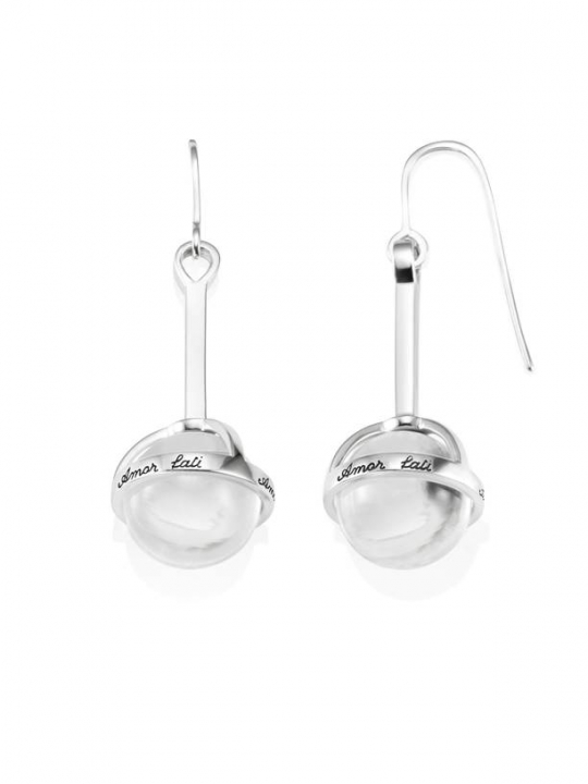 Amor Fati Globe - Crystal Quart Boucle d'oreille Argent dans le groupe Boucles d'oreilles / Boucles d'oreilles en argent chez SCANDINAVIAN JEWELRY DESIGN (12-100-01516-0000)