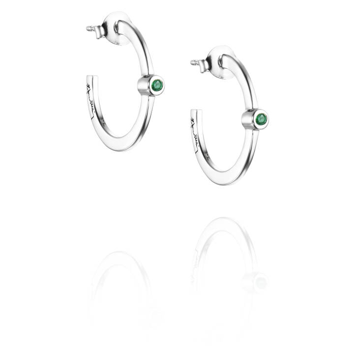 Micro Blink Hoops - Green Emerald Boucle d'oreille Argent dans le groupe Boucles d'oreilles / Boucles d'oreilles en argent chez SCANDINAVIAN JEWELRY DESIGN (12-100-01895-0000)