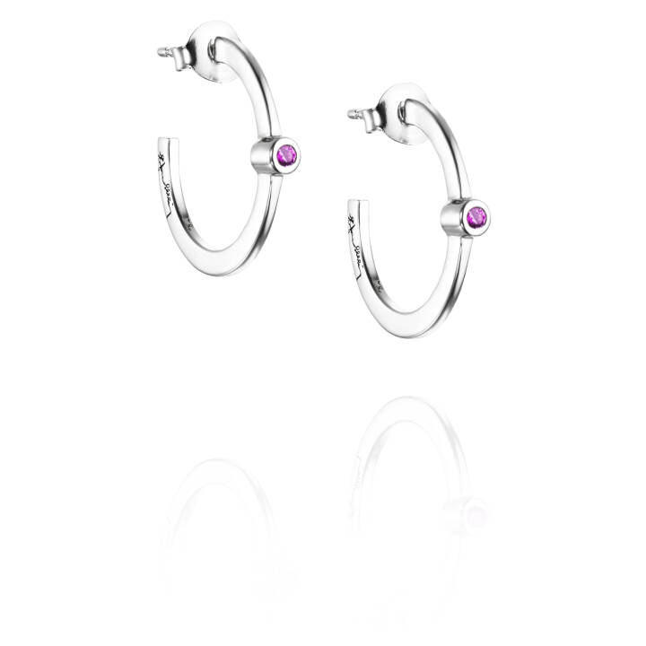 Micro Blink Hoops - Pink Sapphire Boucle d'oreille Argent dans le groupe Boucles d'oreilles / Boucles d'oreilles en argent chez SCANDINAVIAN JEWELRY DESIGN (12-100-01896-0000)