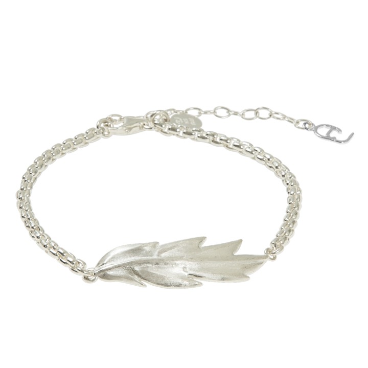 Feather/Leaf chain brace Bracelet Argent dans le groupe Bracelet / Bracelet en argent chez SCANDINAVIAN JEWELRY DESIGN (1524311001)