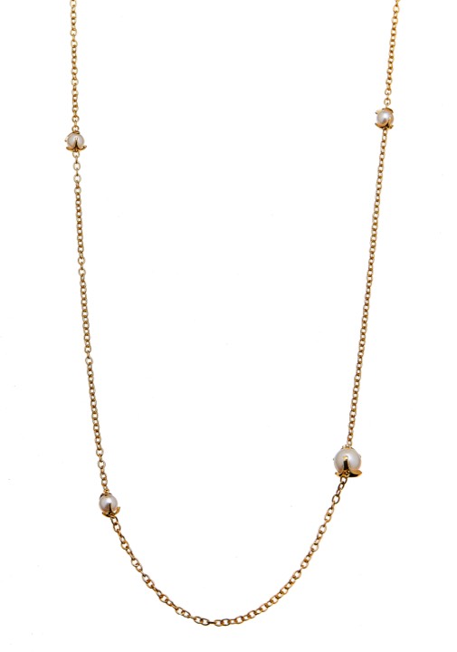 Pearl long chain Collier Or 90+5 cm dans le groupe Collier / Collier en or chez SCANDINAVIAN JEWELRY DESIGN (1814222001)
