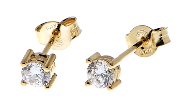 Two square stone stud Boucle d'oreille - Or dans le groupe Boucles d'oreilles / Boucles d'oreilles en or chez SCANDINAVIAN JEWELRY DESIGN (1827620001)