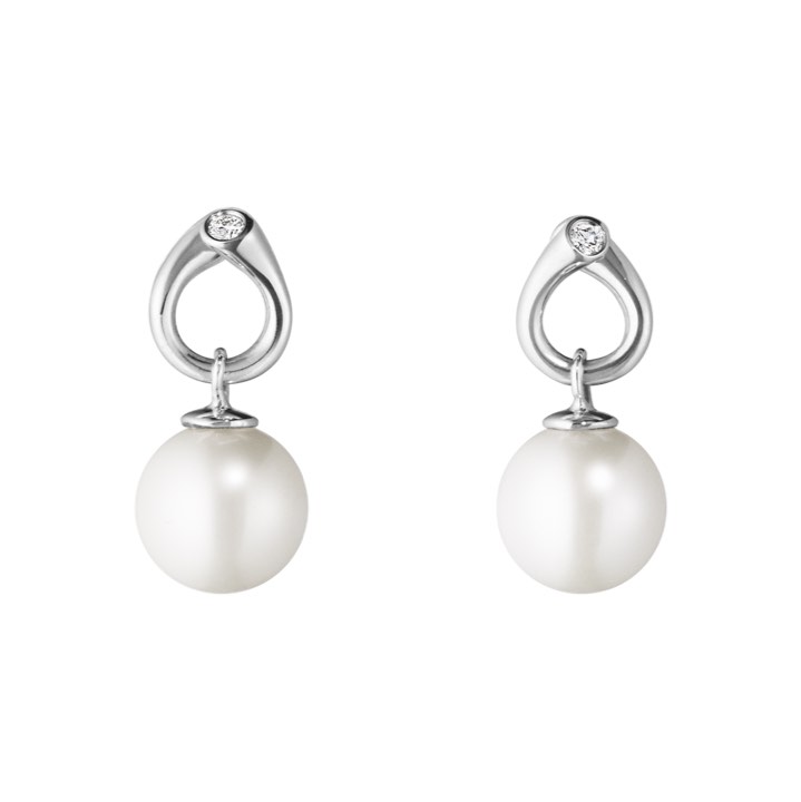 MAGIC Boucle d'oreille Or blanc PEARL Diamant 0.04 CT dans le groupe Boucles d'oreilles / Boucles d'oreilles à perles chez SCANDINAVIAN JEWELRY DESIGN (3519817)
