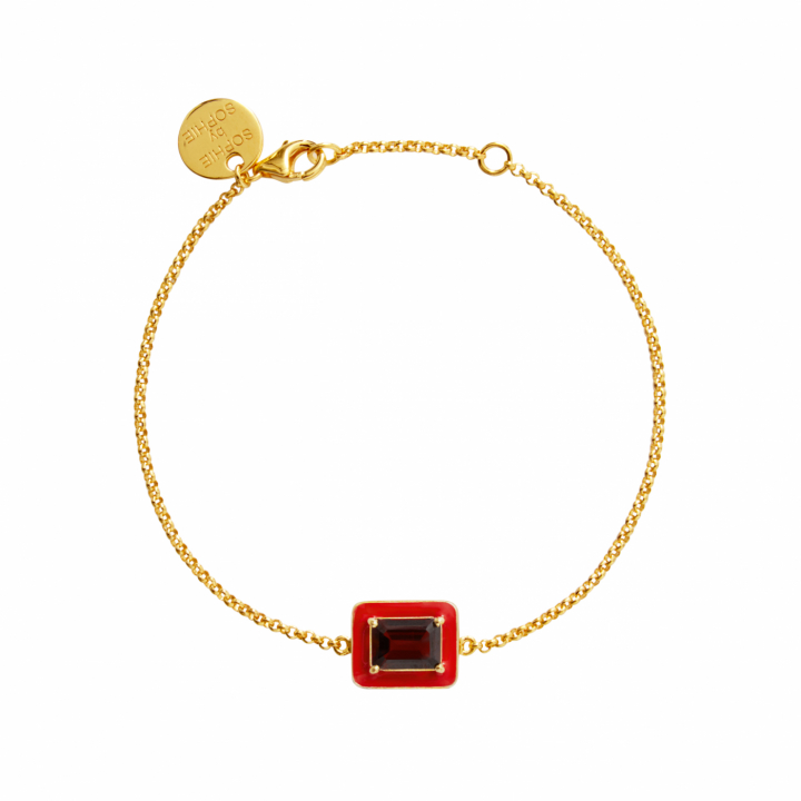 Iris Bracelet red garnet dans le groupe Bracelet / Bracelet en or chez SCANDINAVIAN JEWELRY DESIGN (B2251GERG-OS)