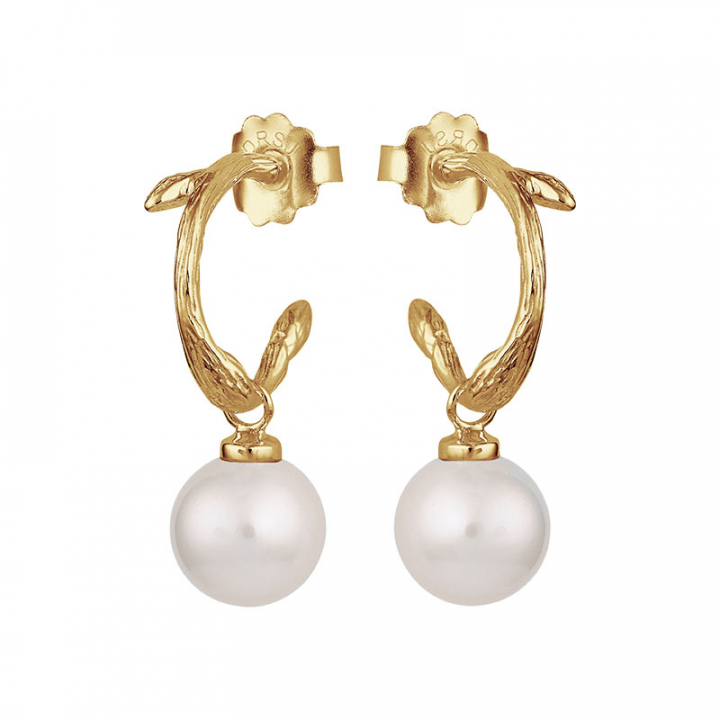 Branch pearl hoops gold dans le groupe Boucles d'oreilles / Boucles d'oreilles à perles chez SCANDINAVIAN JEWELRY DESIGN (BAH-E1M200-G)