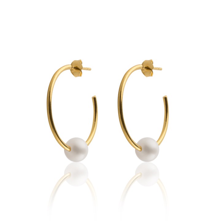 Pearl Hoops Boucle d'oreille (Or) dans le groupe Boucles d'oreilles / Boucles d'oreilles à perles chez SCANDINAVIAN JEWELRY DESIGN (E1724GPPE-OS)