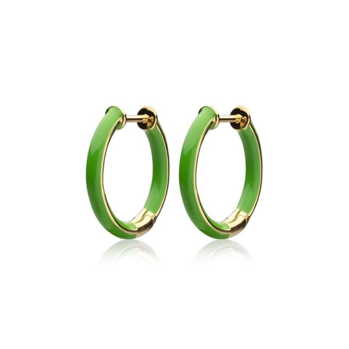 Enamel thin hoops green (Or) dans le groupe Boucles d'oreilles / Boucles d'oreilles en or chez SCANDINAVIAN JEWELRY DESIGN (E2150GPEG-OS)