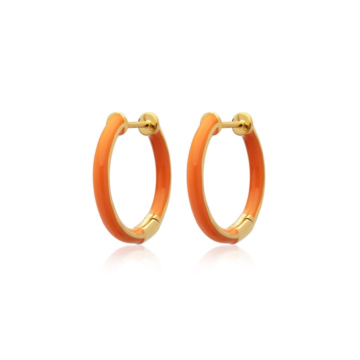 Enamel thin hoops orange (Or) dans le groupe Boucles d'oreilles / Boucles d'oreilles en or chez SCANDINAVIAN JEWELRY DESIGN (E2150GPEO-OS)
