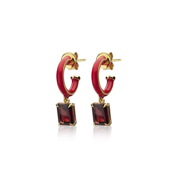 Iris enamel hoops red (Or) dans le groupe Boucles d'oreilles / Boucles d'oreilles en or chez SCANDINAVIAN JEWELRY DESIGN (E2151GERG-OS)
