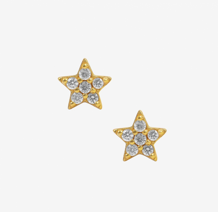 White Star Earstud Or dans le groupe Boucles d'oreilles / Boucles d'oreilles en or chez SCANDINAVIAN JEWELRY DESIGN (S05048-G-W)