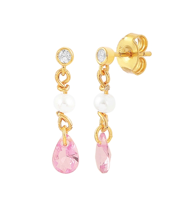 Pink Pearl Raindrop EarBagues Or dans le groupe Boucles d'oreilles / Boucles d'oreilles à perles chez SCANDINAVIAN JEWELRY DESIGN (S08213-G)