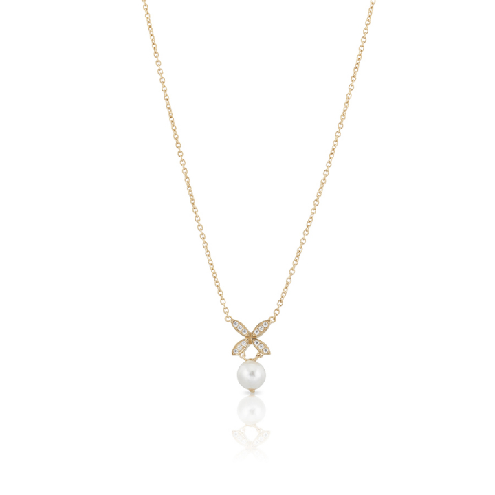 Ellipse mini pearl Necklace Gold dans le groupe Collier / Collier en or chez SCANDINAVIAN JEWELRY DESIGN (gp62)