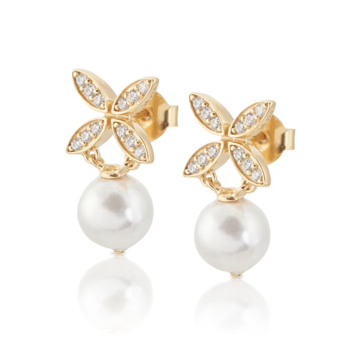 Ellipse mini pearl Earrings Gold dans le groupe Boucles d'oreilles / Boucles d'oreilles en or chez SCANDINAVIAN JEWELRY DESIGN (gp63)