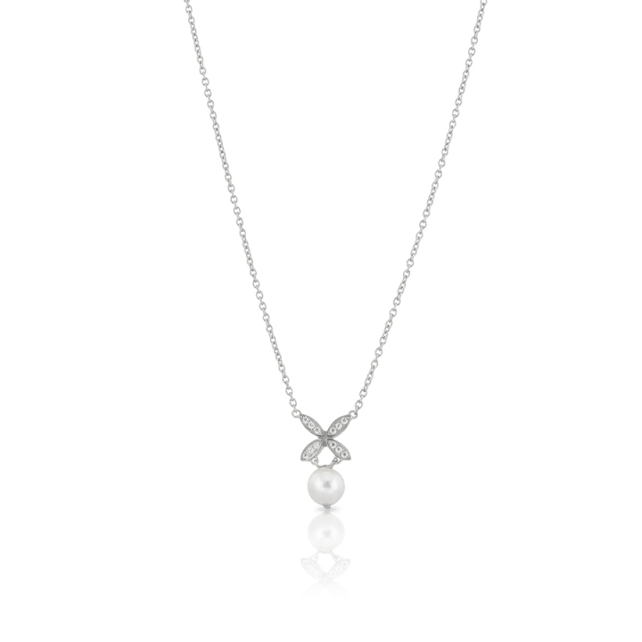 Ellipse mini pearl Necklace Silver dans le groupe Collier / Collier en argent chez SCANDINAVIAN JEWELRY DESIGN (s243)
