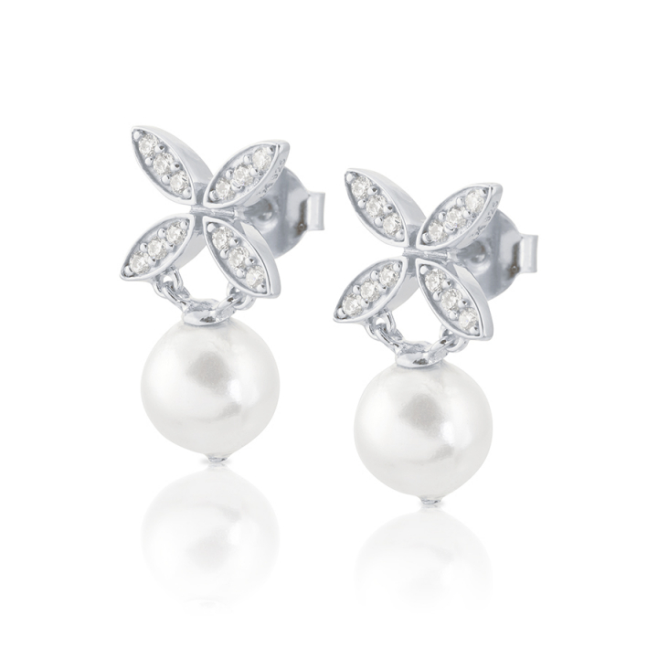 Ellipse mini pearl Earrings Silver dans le groupe Boucles d'oreilles / Boucles d'oreilles en argent chez SCANDINAVIAN JEWELRY DESIGN (s244CG)