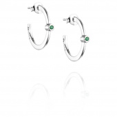 Micro Blink Hoops - Green Emerald Boucle d'oreille Argent