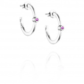 Micro Blink Hoops - Pink Sapphire Boucle d'oreille Argent