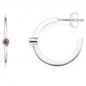 Micro Blink Hoops - Pink Sapphire Boucle d'oreille Argent