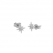 One star small Boucle d'oreille Argent