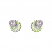 DAISY LAYERED Boucle d'oreille (Argent) GREEN PINK ENAMEL