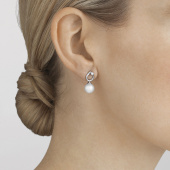 MAGIC Boucle d'oreille Or blanc PEARL Diamant 0.04 CT