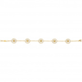 DAISY Bracelet Argent plaqué or WHITE ENAMEL 5X11 MM DAISY 18.5 cm