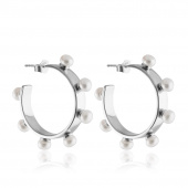 Funky Pearl Hoops Boucle d'oreille (Argent)