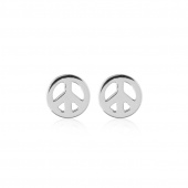 Peace Symbol Studs Boucle d'oreille (Argent)