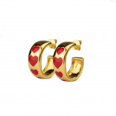 Red heart hoops Or